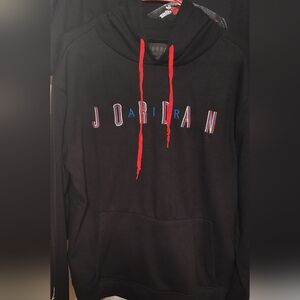 Jordan Black Hoodie with Red Drawstrings